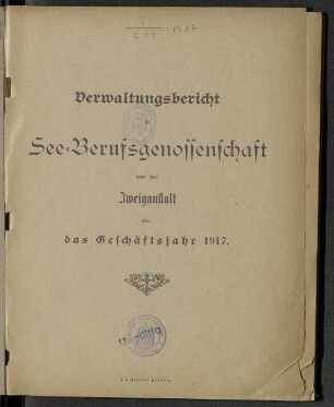 30.1917: Verwaltungsbericht : über d. Kalenderjahr ...