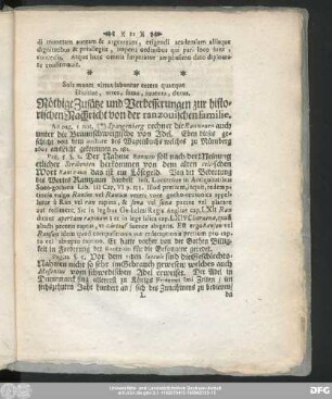 Nöthige Zusätze und Verbesserungen zur historischen Nachricht von der ranzouischen familie.