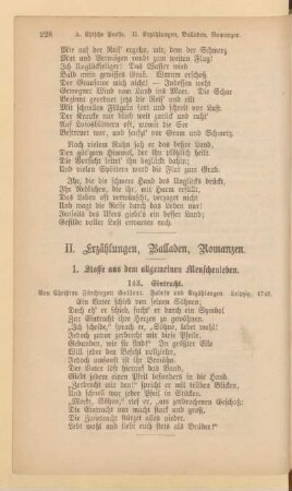 II. Erzählungen, Balladen, Romanzen