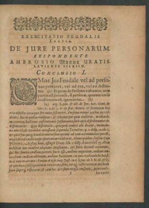 Exercitatio Feudalis Tertia. De Jure Personarum.