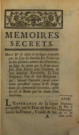 Mémoires Secrets, Tirés Des Archives Des Souverains De L'Europe Depuis Le Regne De Henri IV.. 7