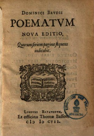 Poematum nova editio
