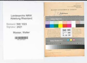 Entnazifizierung Walter Mueser , geb. 31.05.1901 (Bankangest.)