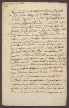 Präsentierung des Johann Wilhelm Twickel von Havixbeck durch den Domkapitular Droste zu Senden.