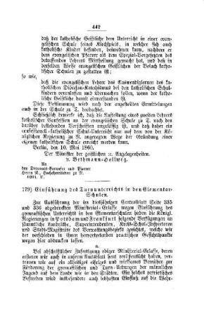 Einführung des Turnunterrichts in den Elementar-Schulen : [V. Elementarschulwesen]