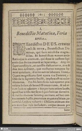 Benedictio Matutina, Feria tertia
