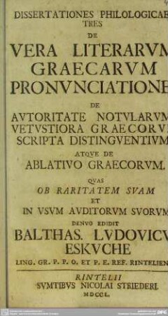 Dissertationes Philologicae Tres