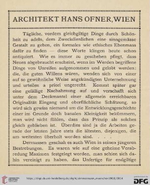 Architekt Hans Ofner, Wien