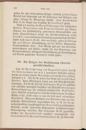 III. Die Träger der Versicherung (Berufsgenossenschaften).