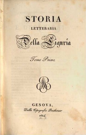Storia letteraria della Liguria, 1