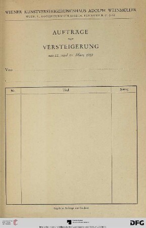 Aufträge zur Versteigerung