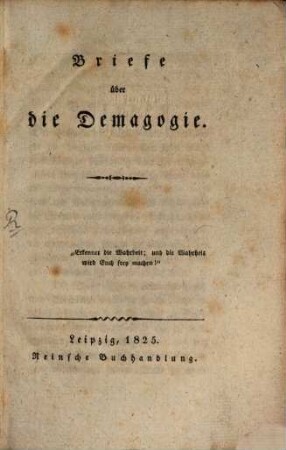 Briefe über die Demagogie