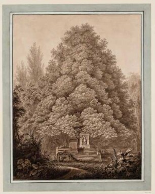 Klopstock-Grab auf dem Friedhof der Christianskirche in Hamburg-Ottensen (die Kirche durch einen riesigen Baum ersetzt)