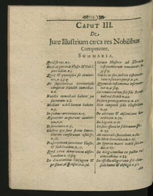 Caput III. De Jure Illustrium circa res Nobilibus Competente.