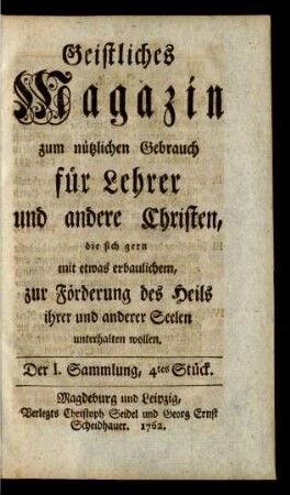Der I. Sammlung, 4tes Stück.