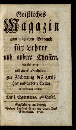 Der I. Sammlung, 4tes Stück.