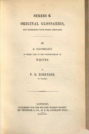 A Glossary of Words used in the Neighbourhood of Whitby