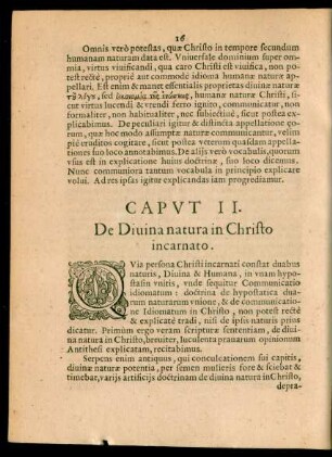 Caput II. De Divina natura in Christo incarnato.