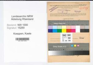 Entnazifizierung Kaete Koeppen, geb. 14.03.1902 (Postassistentin)