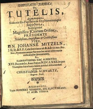 Disputatio Juridica De Tutelis
