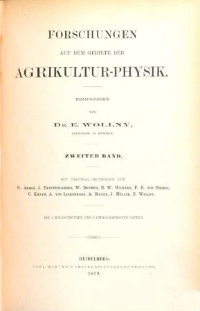 Forschungen auf dem Gebiete der Agrikultur-Physik. 2, 2. 1879