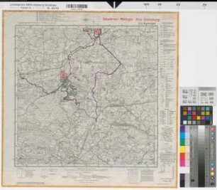 Katasteramt Mettingen  Kreis Tecklenburg, Meßtischblatt Hasbergen 3713, Farbige Einzeichnung mit Namensliste