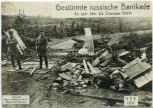 Überreste einer zerstörten Barrikade der Russen