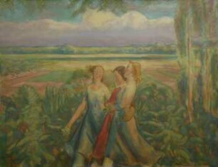 Große Landschaft mit singenden Frauen. Wandbild für den Speyer Kreistagssaal.