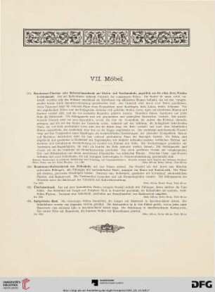 VII. Möbel (Nr. 121-124)