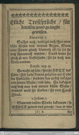 Etliche Trostsprüche, für betrübte unnd geängste gewissen