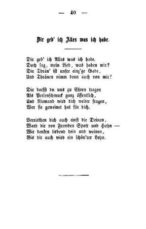Dir geb' ich Alles was ich habe