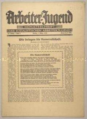 Monatszeitschrift der SAJ "Arbeiter-Jugend"