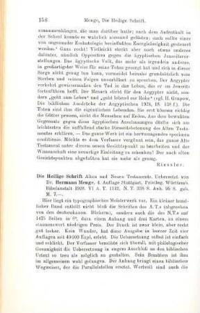 158-159 [Rezension] Die Heilige Schrift Alten u. Neuen Testaments