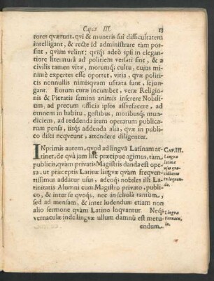Cap. III. Lingua latinae usus quitidianus in loquendo.