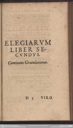 Elegiarum Liber Secundus