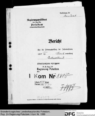 Bericht über die Ordnungsprüfung der Jahresrechnung der Kreisverwaltung Osthavelland für das Rechnungsjahr 1937
