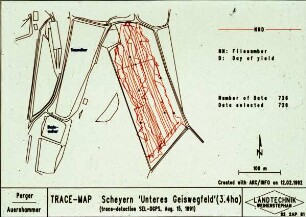 TRACE - MAP Scheyern 'Unteres Geiswegfeld' (3.4 ha) (trace-detaction SEL-DGPS, Aug. 15, 1991)