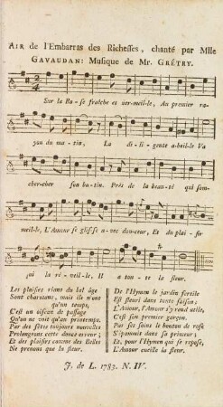 Air de l'Embarras des Richesses, chantépar Mlle
