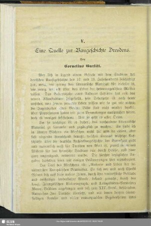 V. Eine Quelle zur Baugeschichte Dresdens