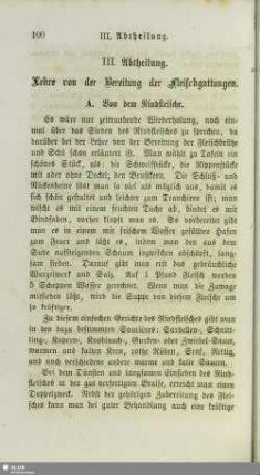 III. Abtheilung. Lehre von der Bereitung der Fleischgattungen