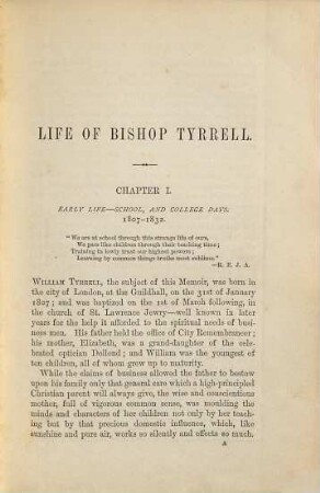 The Life and Labours of the Right Rev. William Tyrrell, First Bishop of Newcastle, New South Wales
