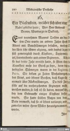Ein Blasenstein, welcher sich über eine Nadel gebildet hatte
