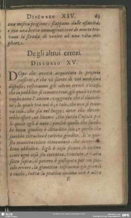 De gli altrui errori. Discorso XV.