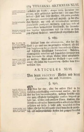 Articulus XLVI. Von denen Process-Kosten und deren Liquidation, wie auch Moderation.