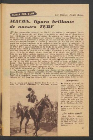 Macon, figura brillante de nuesto turf : Cosas del turf