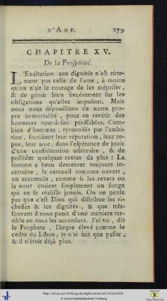 Chap. XV. De la Prospérité.