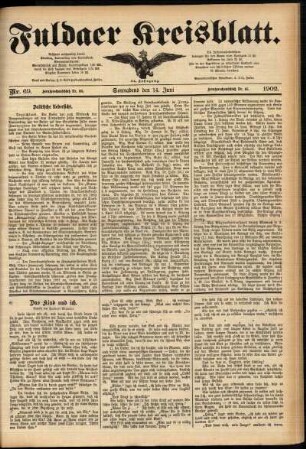 Erste Ausgabe vom Samstag, den 14. Juni 1902.