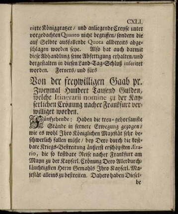 Von der freywilligen Gaab ...
