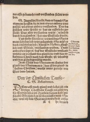 Von der Christlichen Tauffe/ C. S. Bekandtnus.