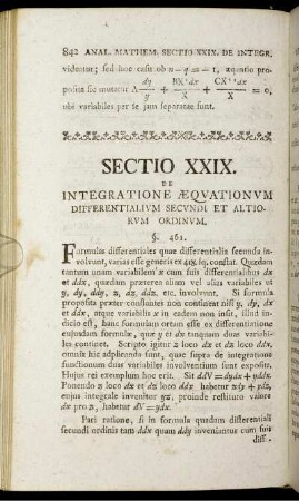 Sectio XXIX. - XXX. Integratione Aequationum.